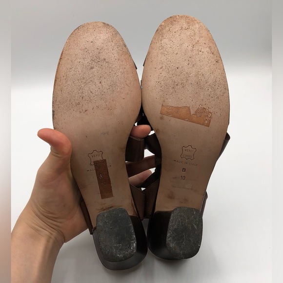 DKNY Donna Karan Vintage Brown Leather Cage Toe Heels Women’s Size 10 - Picture 10 of 10